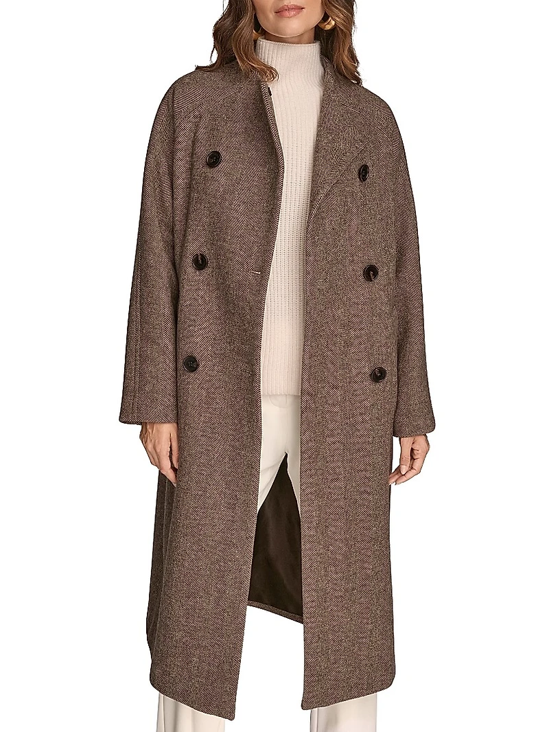 Cocoon Double-Breasted Wool-Blend Coat