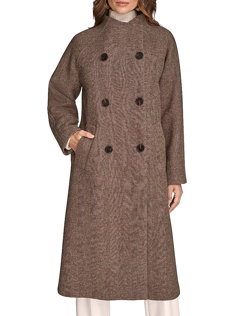 Cocoon Double-Breasted Wool-Blend Coat
