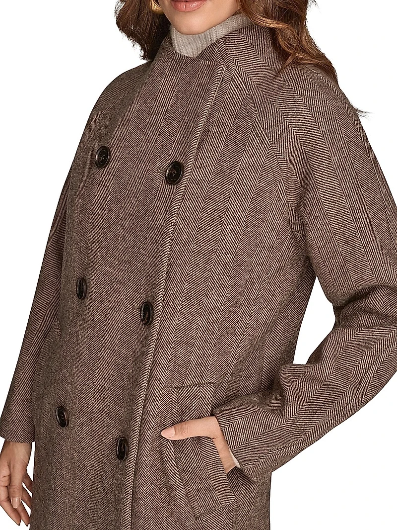 Cocoon Double-Breasted Wool-Blend Coat