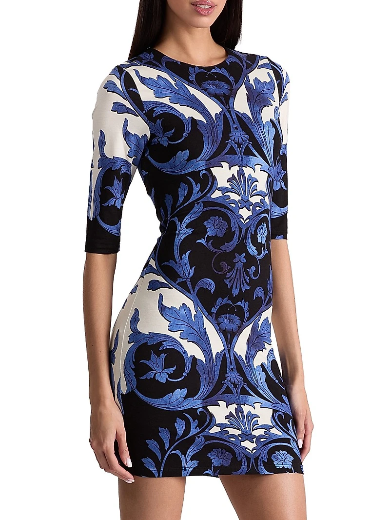 Delora Printed Fitted Minidress