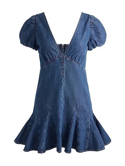 Fara Puff-Sleeve Denim Minidress