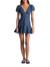 Fara Puff-Sleeve Denim Minidress