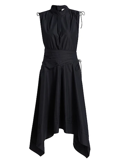Poplin Ruched Midi-Dress