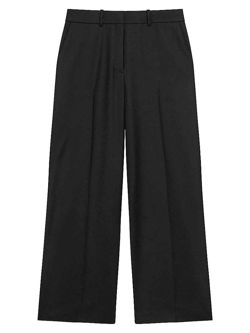 Pleated-Front Virgin Wool Pants