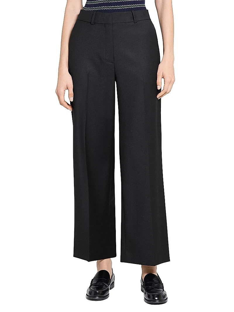 Pleated-Front Virgin Wool Pants