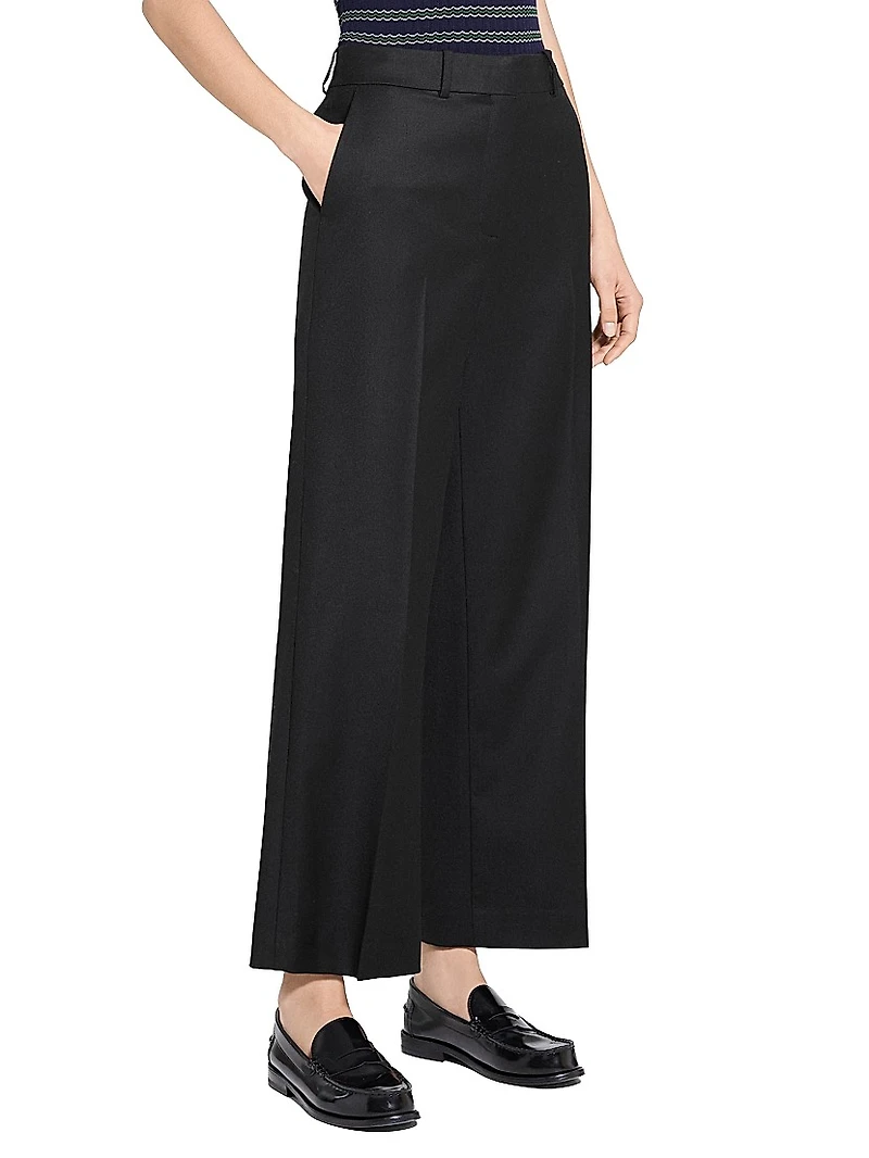 Pleated-Front Virgin Wool Pants