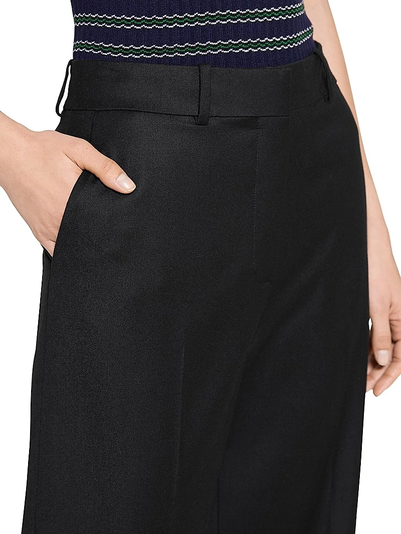 Pleated-Front Virgin Wool Pants