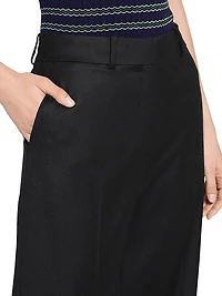 Pleated-Front Virgin Wool Pants