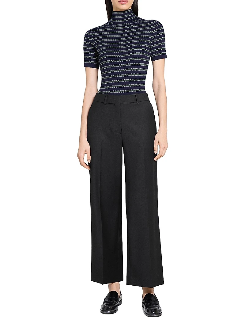 Pleated-Front Virgin Wool Pants