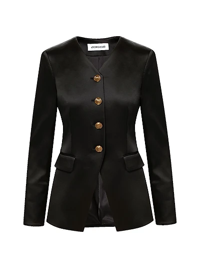 Cynthia Collarless Satin Jacket