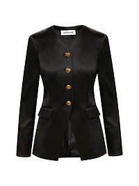 Cynthia Collarless Satin Jacket