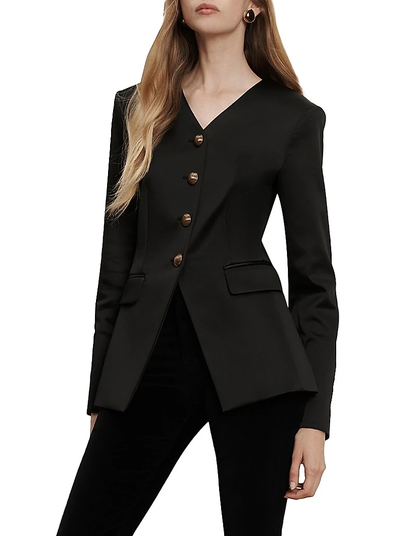 Cynthia Collarless Satin Jacket