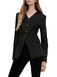 Cynthia Collarless Satin Jacket