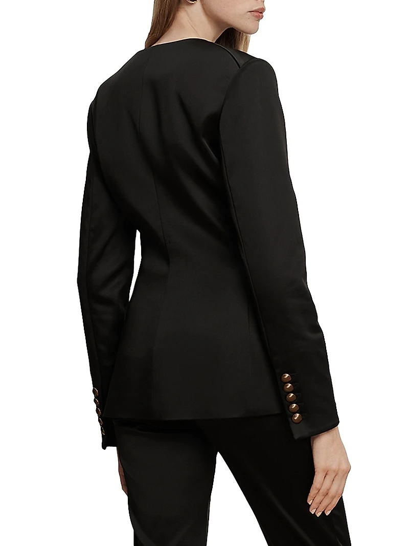 Cynthia Collarless Satin Jacket