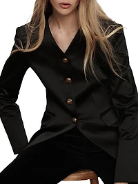 Cynthia Collarless Satin Jacket