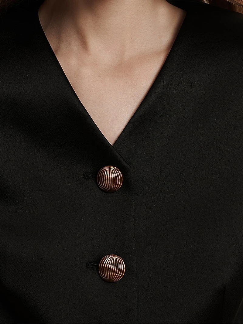 Cynthia Collarless Satin Jacket