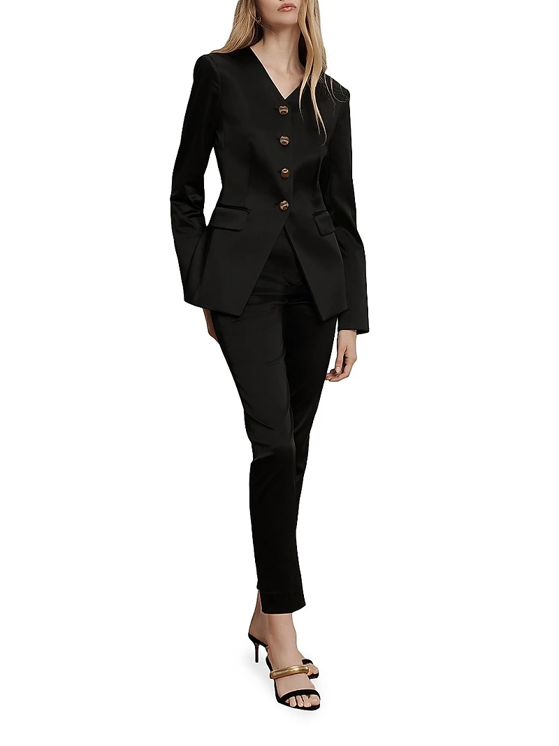 Cynthia Collarless Satin Jacket