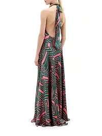 Tila Printed Silk-Blend Halter Gown