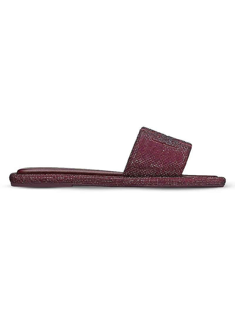 Double-T Pavé Leather Slides