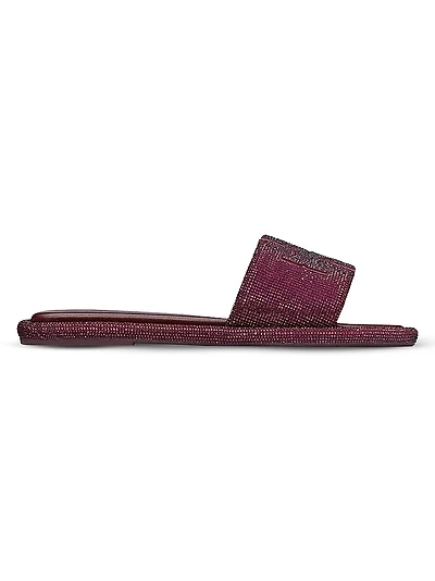 Double-T Pavé Leather Slides