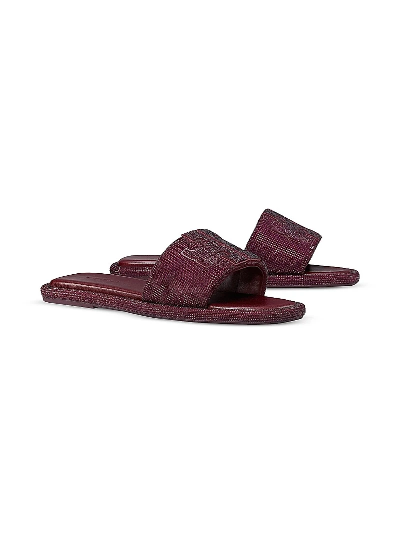 Double-T Pavé Leather Slides