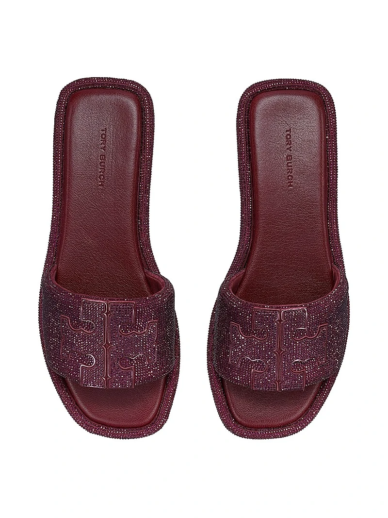 Double-T Pavé Leather Slides