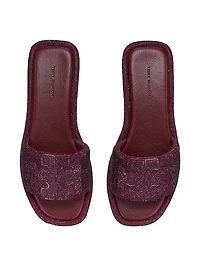Double-T Pavé Leather Slides