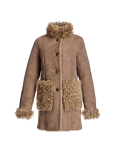 Maximilian Shearling Jacket with Curly Lamb Trims