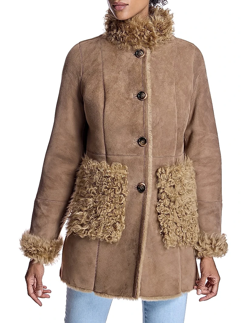 Maximilian Shearling Jacket with Curly Lamb Trims