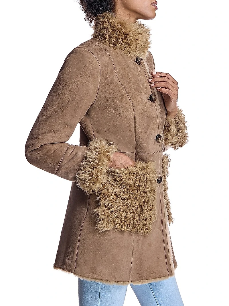 Maximilian Shearling Jacket with Curly Lamb Trims