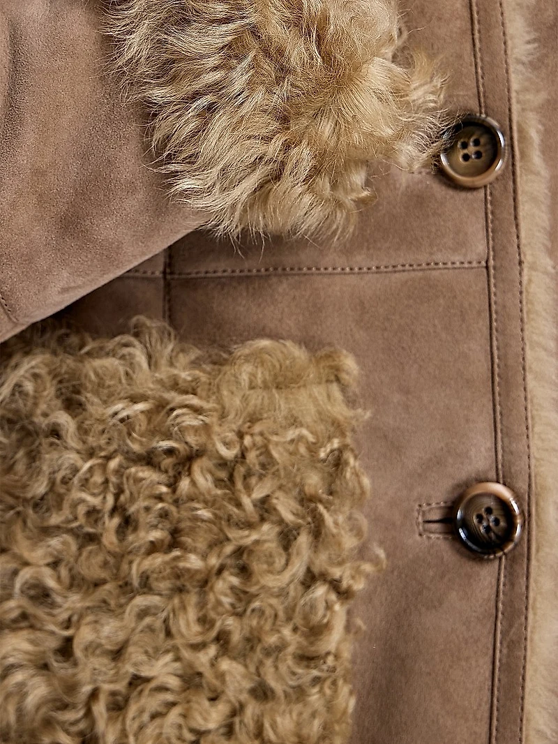 Maximilian Shearling Jacket with Curly Lamb Trims