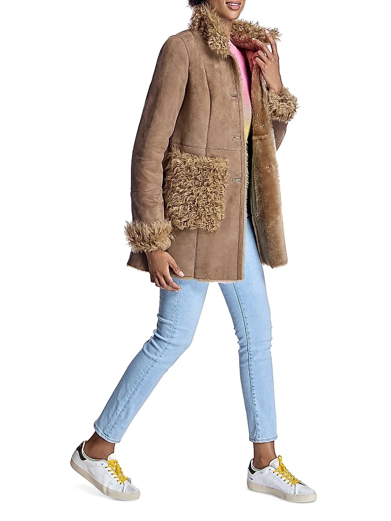 Maximilian Shearling Jacket with Curly Lamb Trims
