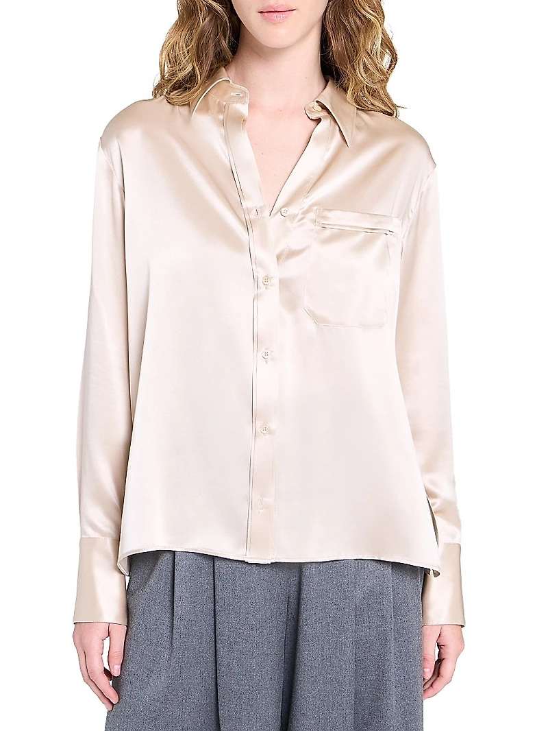 Joey Silk Button-Front Shirt
