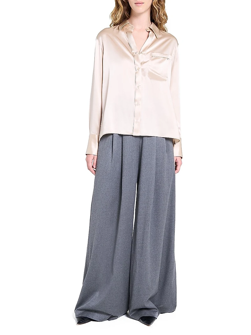 Joey Silk Button-Front Shirt