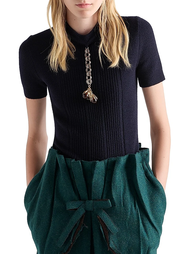 Short-Sleeved Wool Sweater