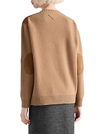 Cashmere Wool and Suede V-Neck Sweater