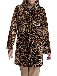 Maximilian Animal Print Shearling Coat