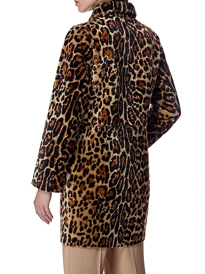 Maximilian Animal Print Shearling Coat