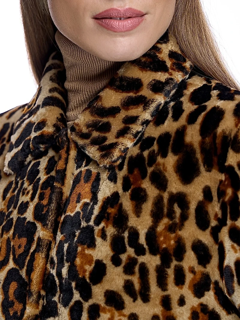 Maximilian Animal Print Shearling Coat