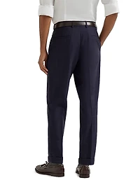Super 120s Virgin Wool Overcheck Leisure Fit Trousers with Pleat
