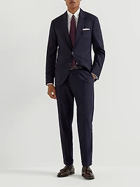 Super 120s Virgin Wool Overcheck Leisure Fit Trousers with Pleat