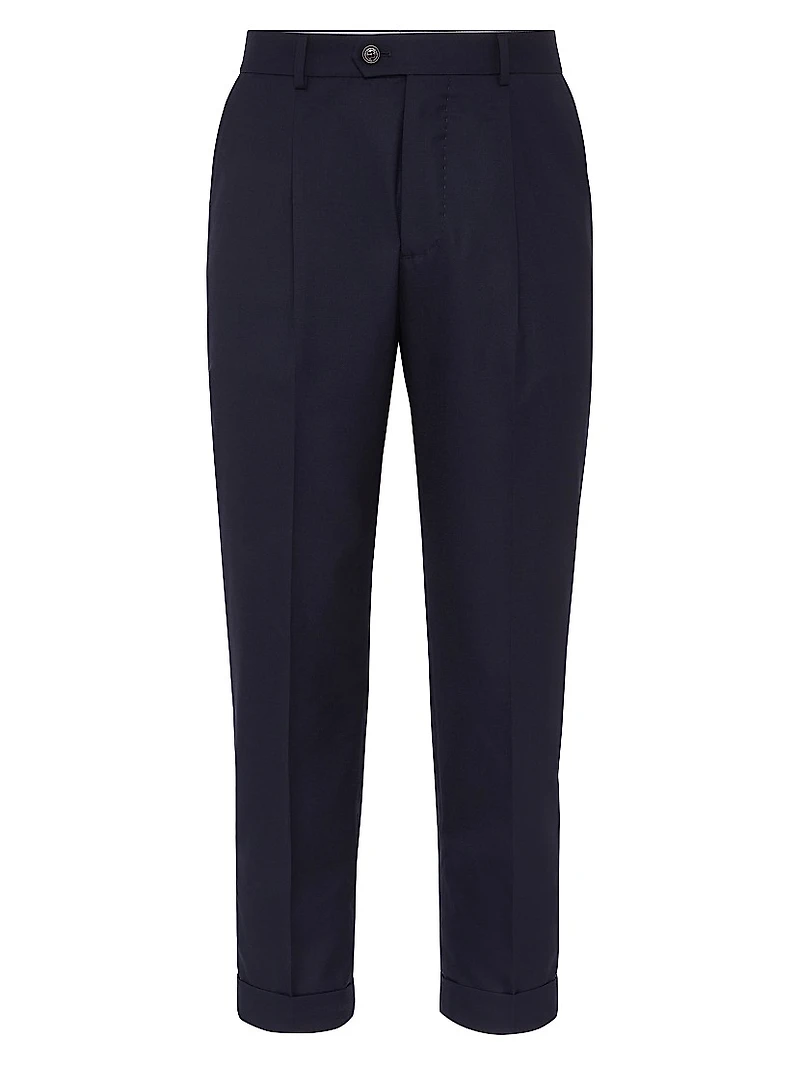 Lightweight Hopsack Leisure Fit Trousers with Pleat
