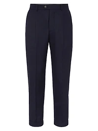 Lightweight Hopsack Leisure Fit Trousers with Pleat