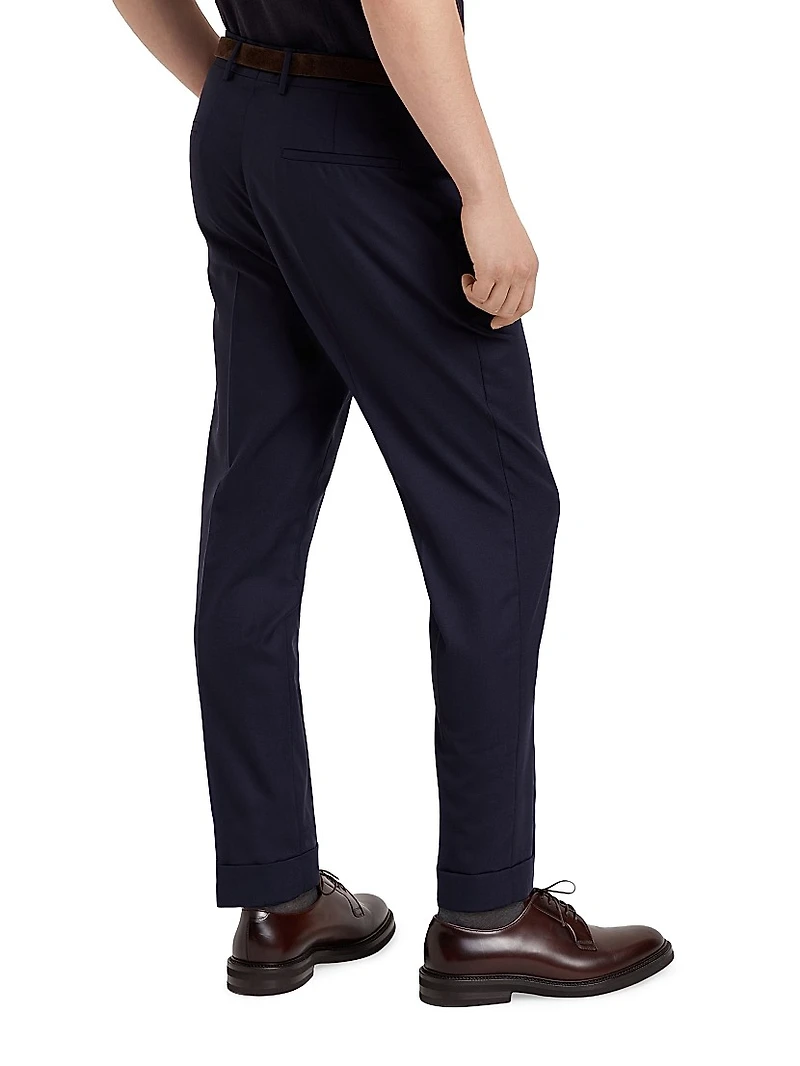 Lightweight Hopsack Leisure Fit Trousers with Pleat