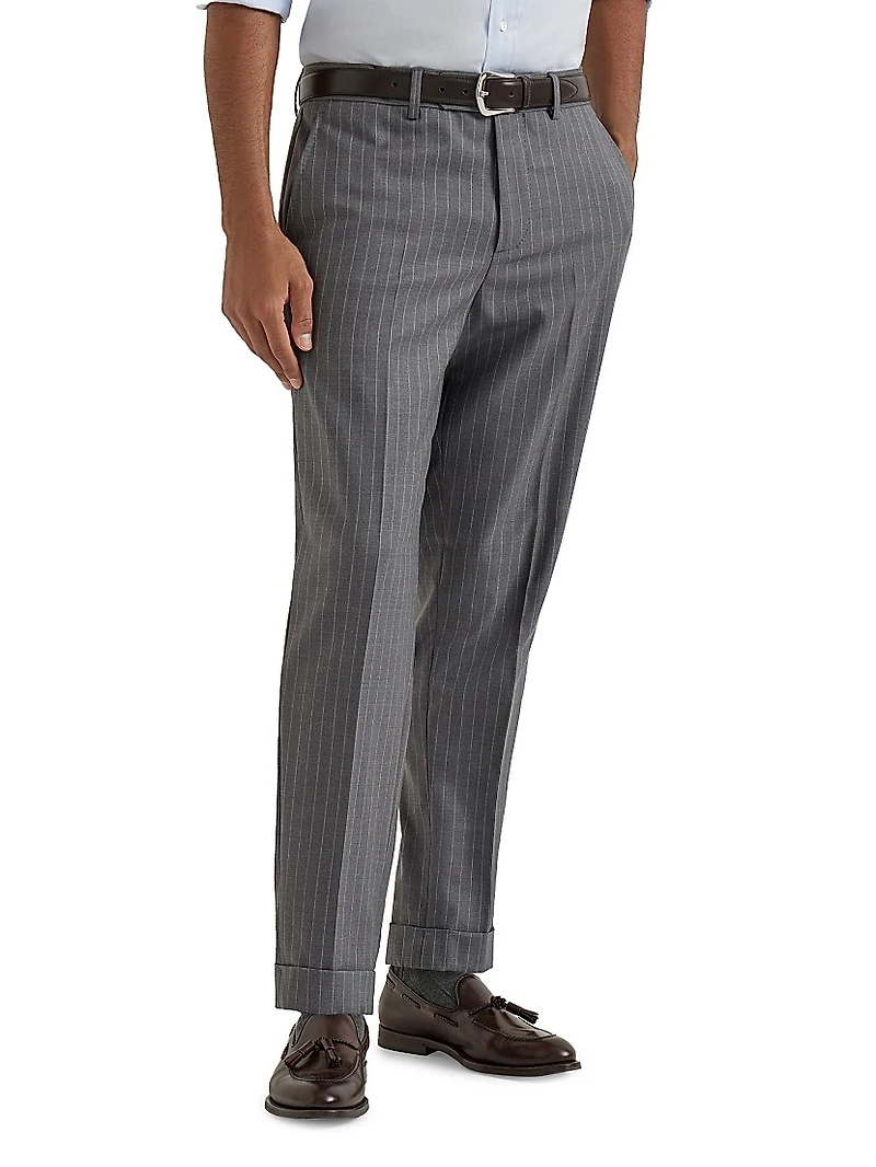 Virgin Wool Chalk Stripe Batavia Formal Fit Trousers