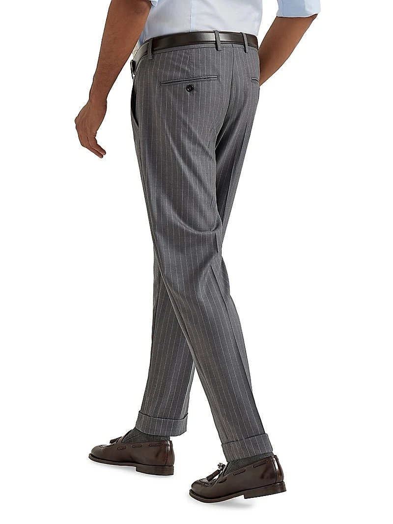 Virgin Wool Chalk Stripe Batavia Formal Fit Trousers