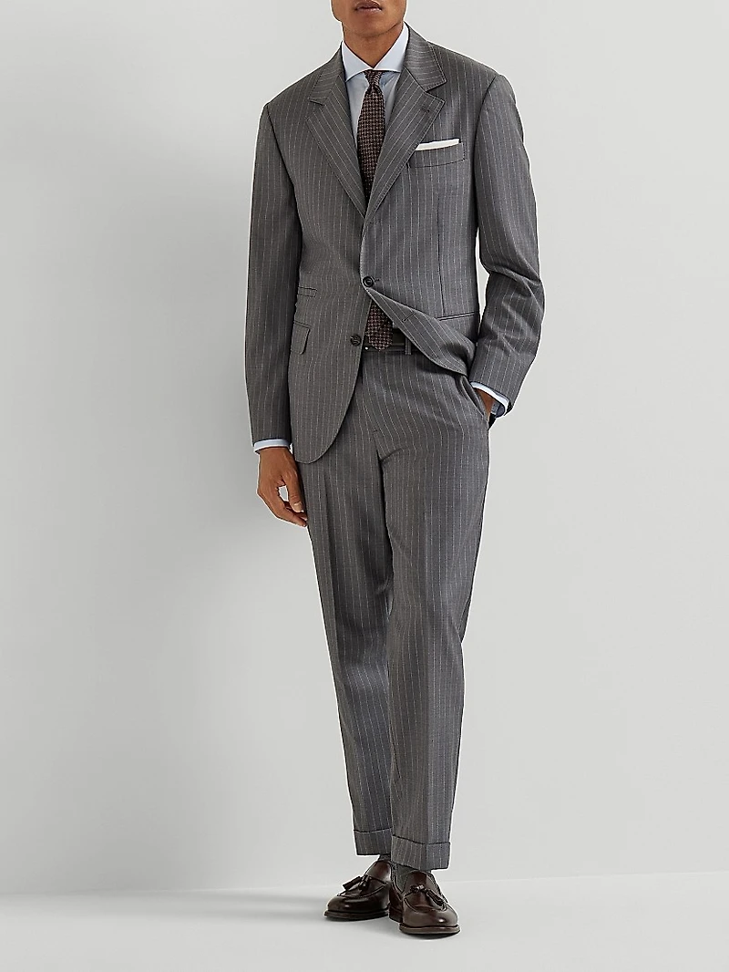 Virgin Wool Chalk Stripe Batavia Formal Fit Trousers