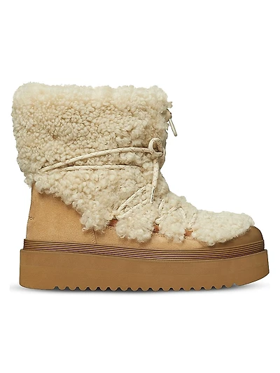 Mellow Shearling-Suede Lace-Up Boots