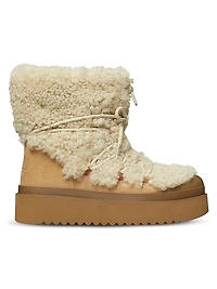 Mellow Shearling-Suede Lace-Up Boots