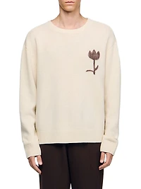 Wool Sweater with Flower Detail